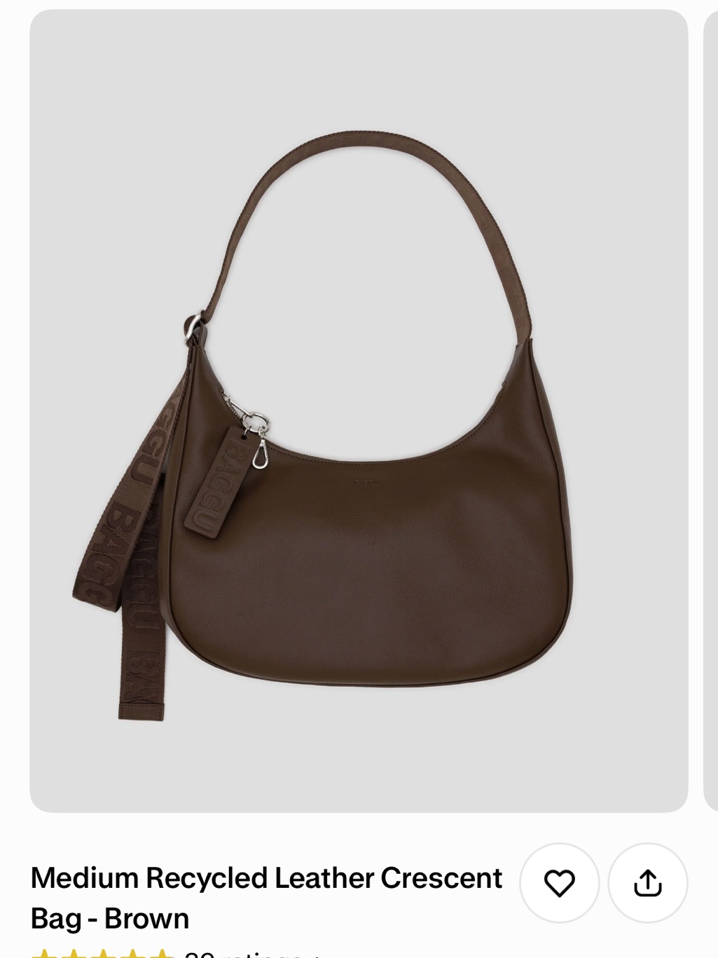 Baggu Brown Leather Crescent Shoulder Bag
